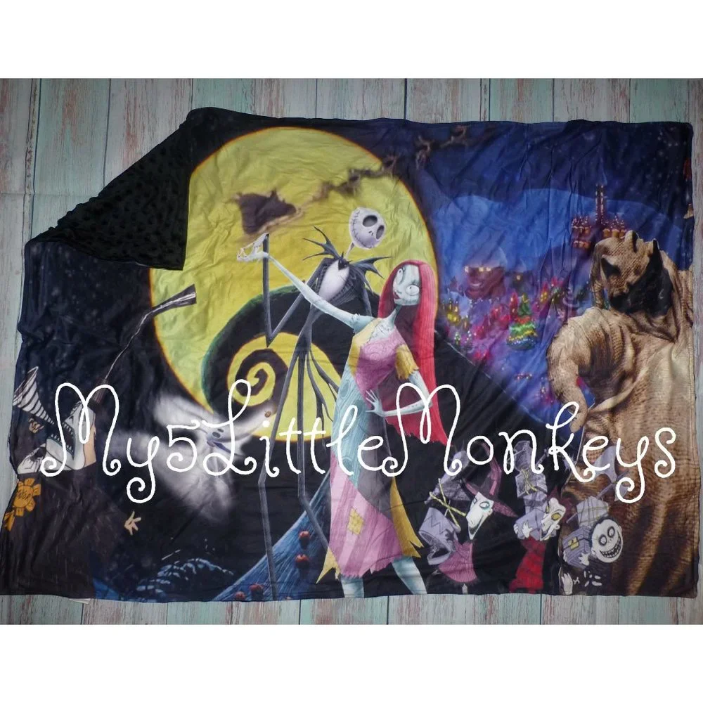 Nightmare Before Christmas Kids Minky Dot Blanket 30 x 40 Inches
